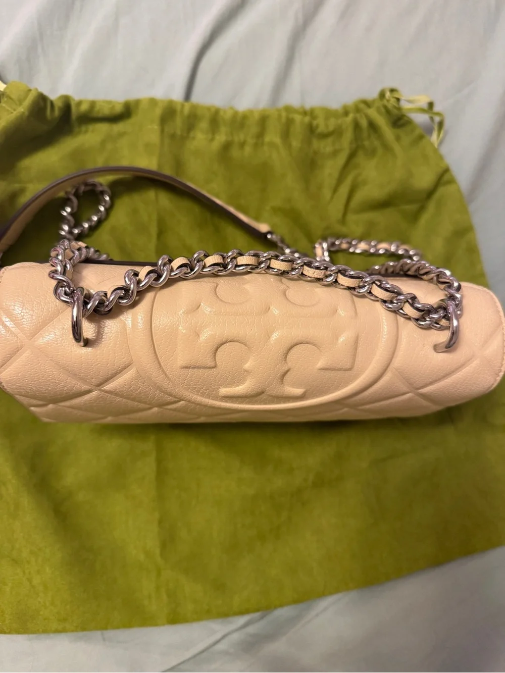 Tory Burch Small Fleming Shoulder Bag in vanilla soft serve color